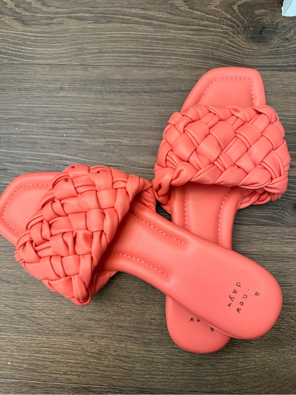 a new day Coral Pink Woven Slide Sandals